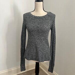 American Eagle Waffle Knit Sweater sz XS Gray Soft Layer Y2K 90s Preppy Pullover
